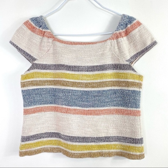 Madewell Texture & Thread Stripe Button Front Top in National Multicolor XS - Picture 4 of 6